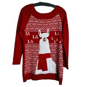 Holiday Time Red Llama Ugly Xmas Sweater size Small